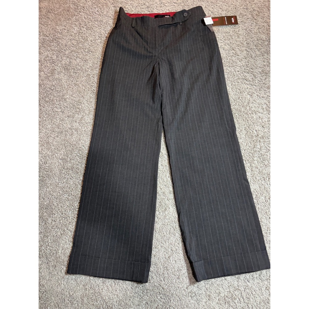 Dalia Collection Charcoal Grey Pinstripe Trousers Petite 4P Stretch Dress Pants